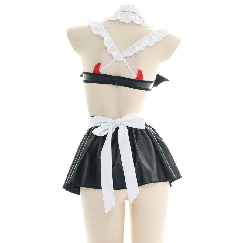 Sofyee Sexy Patent Leather Three-Dimensional Wings Cosplay Maid Uniform