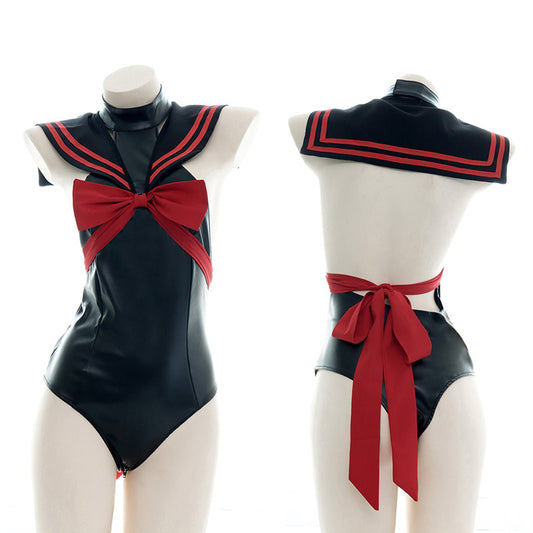 Sofyee Two-Dimensional Sexy Leather Sailor Collar Dead Reservoir Water Bodysuit