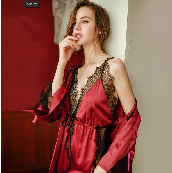 Sexy Temptation Suit Nightgown Sling Large Size Lace Pajamas