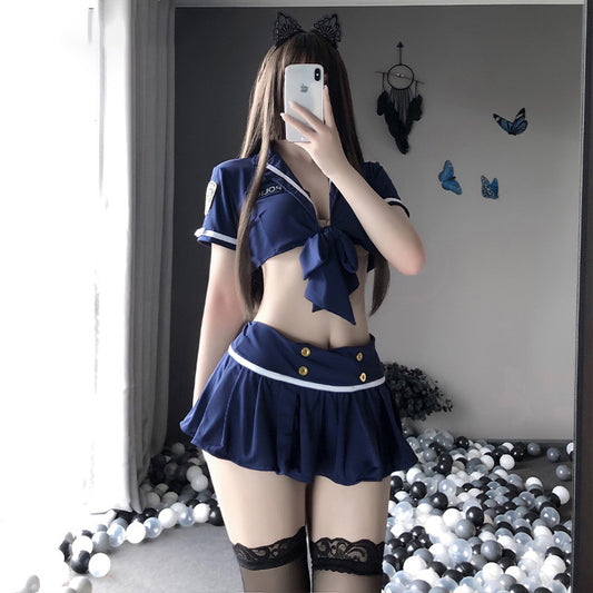 Sofyee  Sexy Policewoman Pleated Skirt Uniform Suit