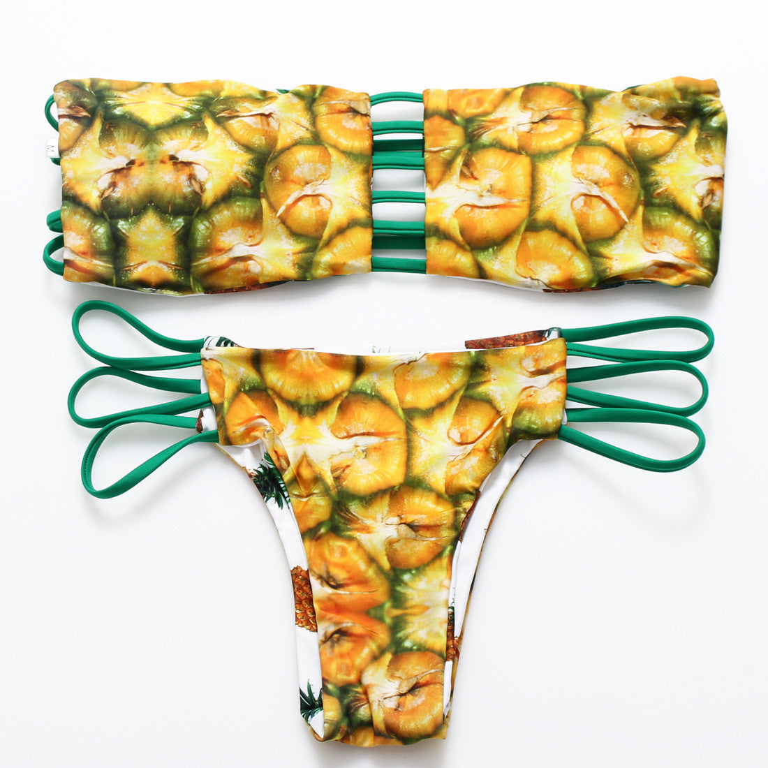 Flirt Me Strapless Pineapple Printed Bikini Set 170610 - sofyee