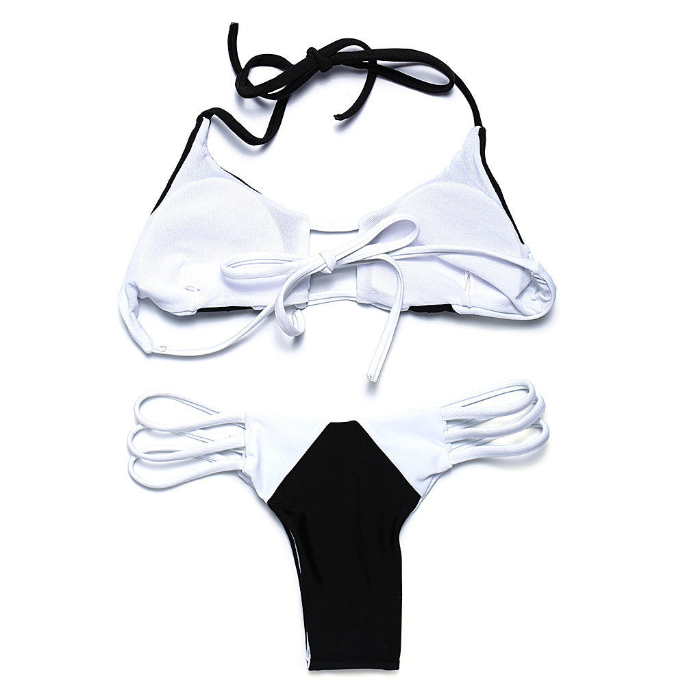 Let Me Hot Black White Patched  Bikini Set - sofyee