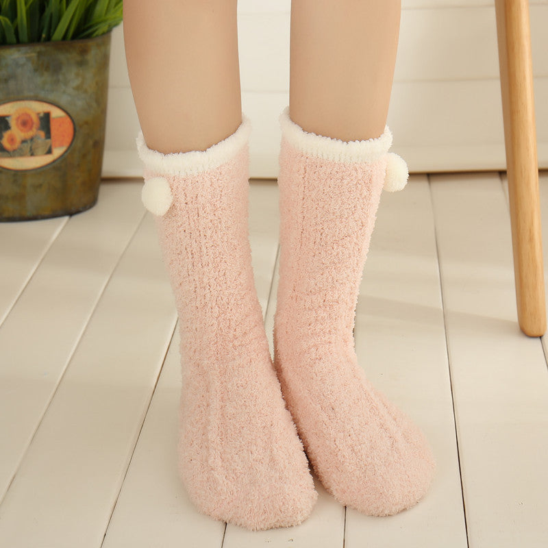 Poppy Ball Kawaii Pink Tumblr Lolita Cutie Socks