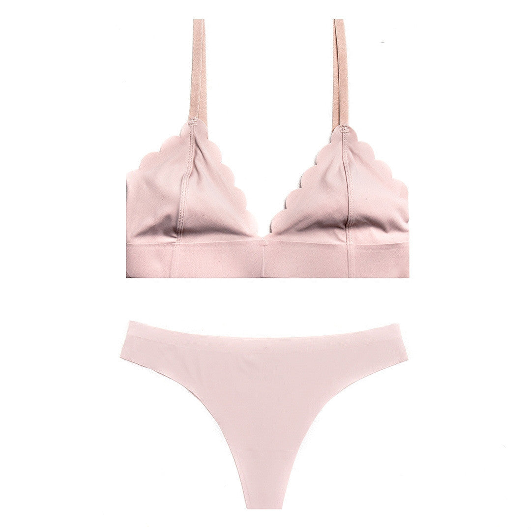 Scallopped Triangle Cup Wirefree Bra - sofyee