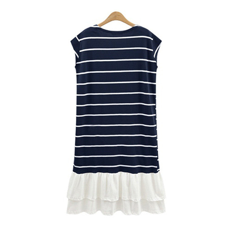 Breezing Air Stripe Paneled T-Shirt Dress - sofyee