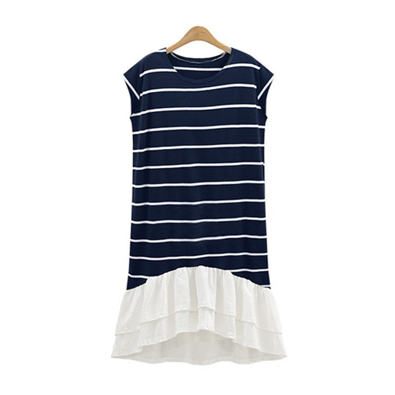 Breezing Air Stripe Paneled T-Shirt Dress - sofyee