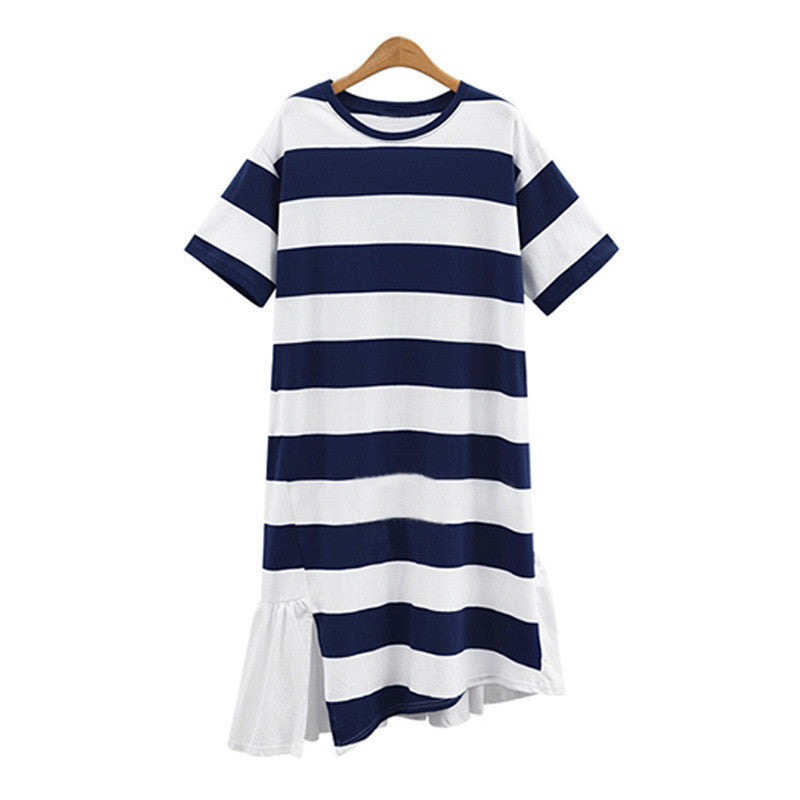 Street Fashion Icon Stripe T-Shirt Dress - sofyee
