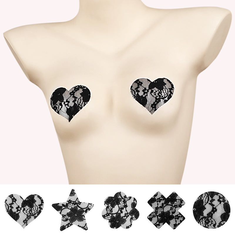 Sofyee Fun Gathers Breathable Heart-Shaped Five-Pointed Star Silk Nipple