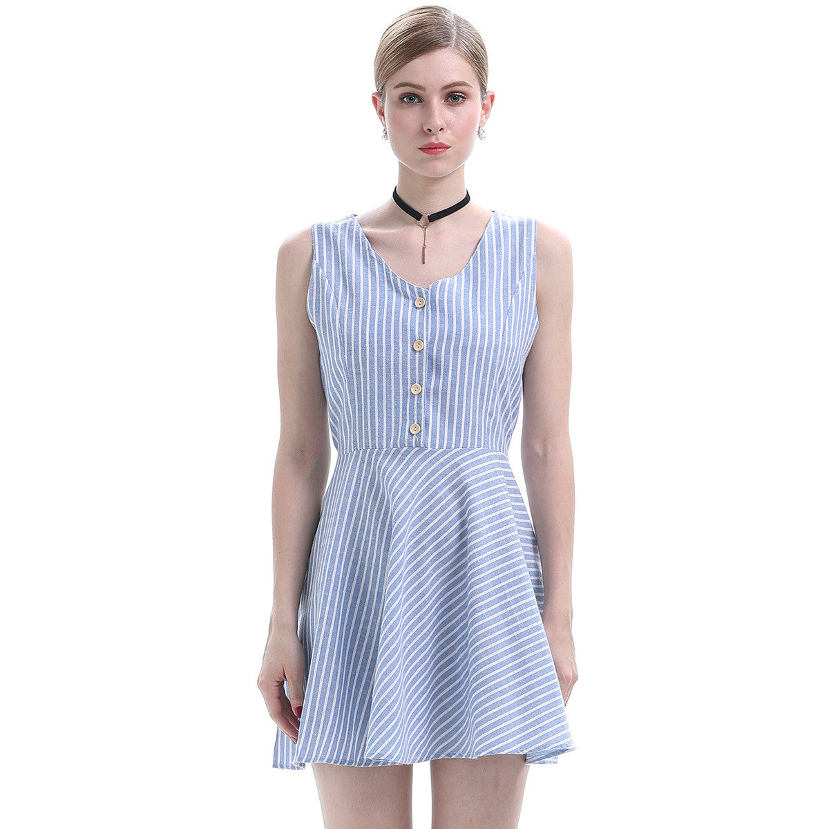 Stripe Storm Button Up Mini Dress - sofyee