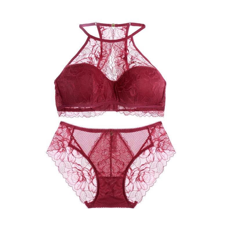 Cute Halter See Through Lace Bralette & Panty Set – Sofyee