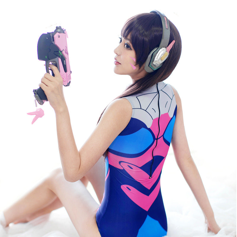 Anime Kawaii D.VA Overwatch Cosplay mignon maillot de bain une pièce