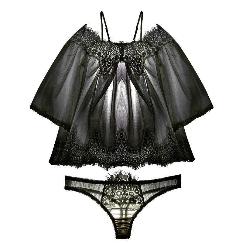 Sexy Dessous-Set Aus Netzstoff - BH Mit Frontschnalle & Hohtanga | 2-teilig