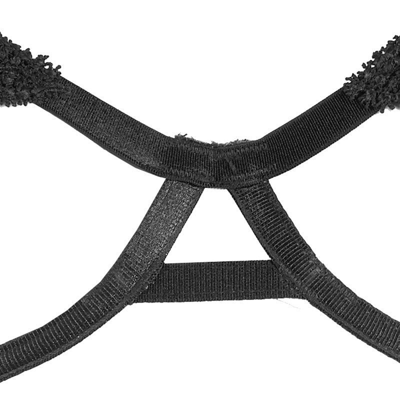 Exotische schwarze Dessous mit durchsichtiger Spitze und offenem Körbchen 