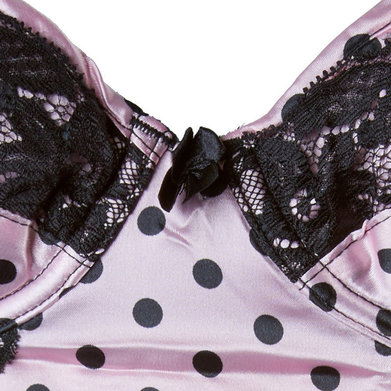 Pretty Polka Dot Sheer Lace Underwire Lingerie
