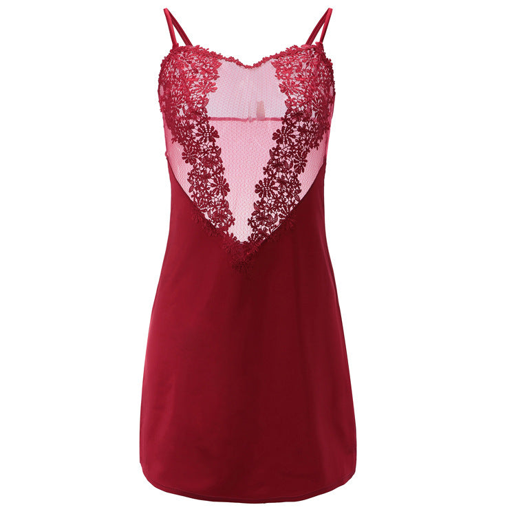 Hearty Flowery Silky Semi See Through Lingerie Dress