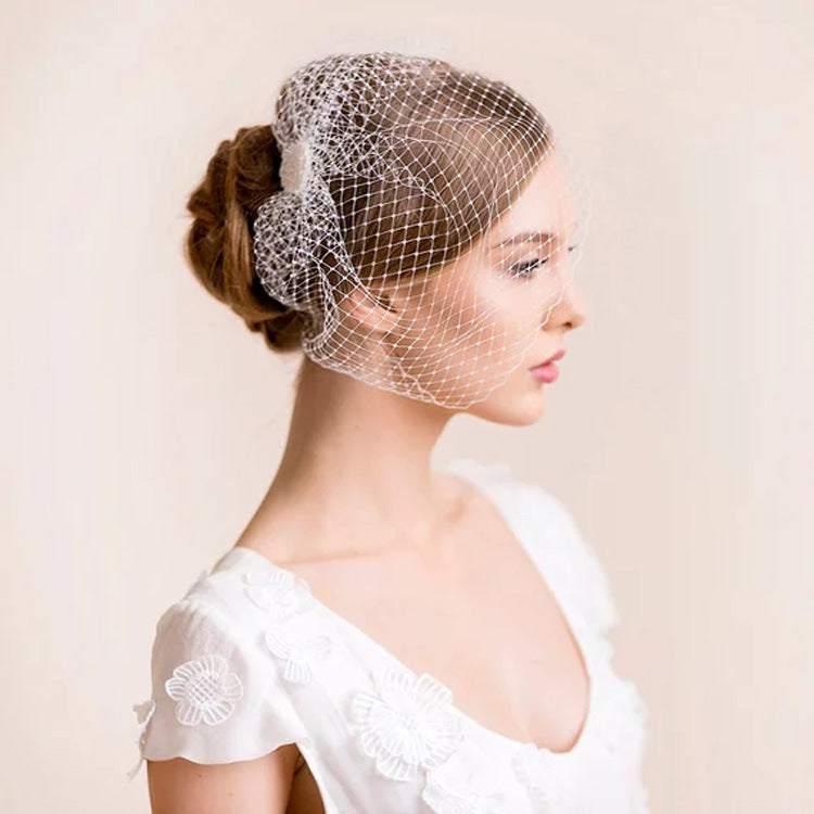 style bride white big eye mesh hair accessories wedding photo stage performance veil headdress Blusher Bird Cage Vei