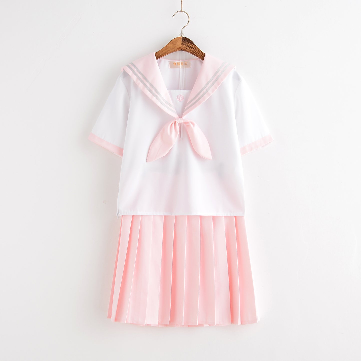 Bow Tie Pink Japanese School Girl Uniform Sailor Moon Shirt Skirt Set