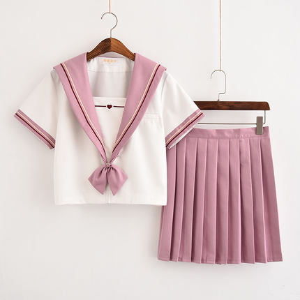 Noeud papillon rose japonais école fille uniforme Sailor Moon chemise jupe ensemble