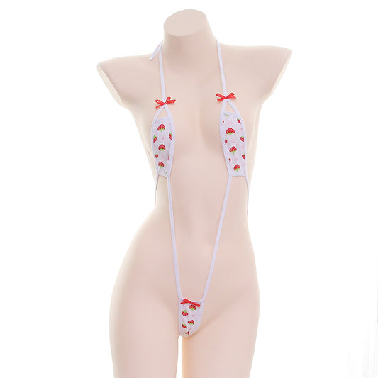 Sexy Kawaii Dessous Anime Erdbeer Shimapan Schleifen Bikini Slingshot Set