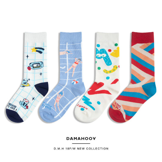 Japanische Socken mit Pastellgrafik