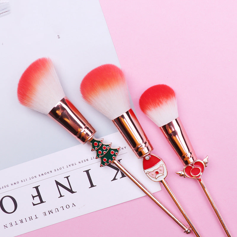 Ensemble de pinceaux de maquillage pastel rose de cerf de Noël Kawaii