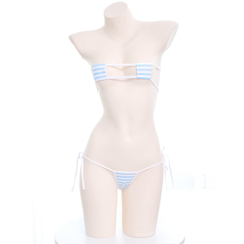 Sexy kawaii Lingerie Anime Wave Micro Shimapan Bows Bikini Set
