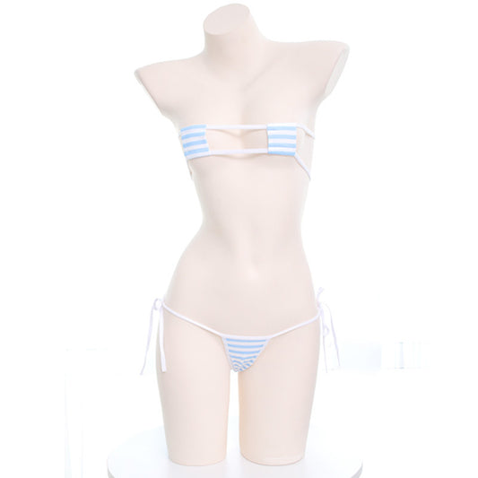 Sexy Kawaii Dessous Anime Wave Micro Shimapan Schleifen Bikini Set
