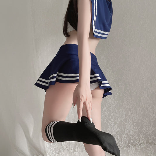Japonais Anime Sexy Love Sailor Bow Choker School Girl Ensemble de lingerie 
