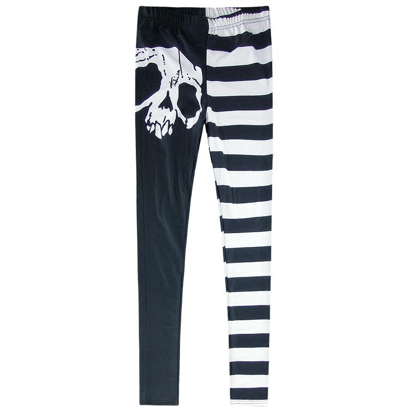Black Gothic White Skull Stripe Pants