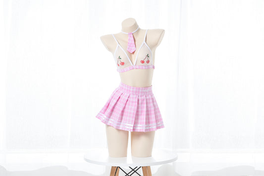 Sexy Anime School Girl Cherry Skirt Set