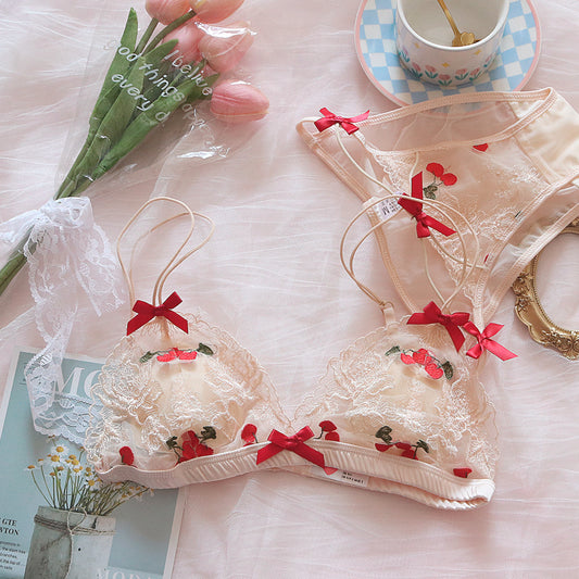 Süßes, transparentes Baby-Bralette-Set „Lover Lover“ mit süßen Blumen
