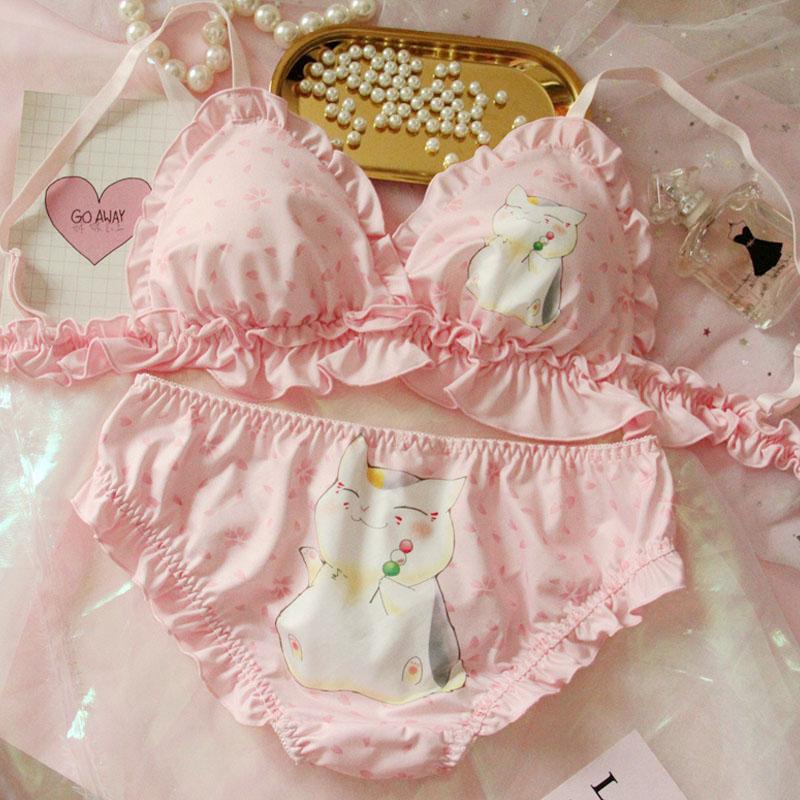Pink Cartoon Pastel Lover Cute Sweetie Baby Bralette Set