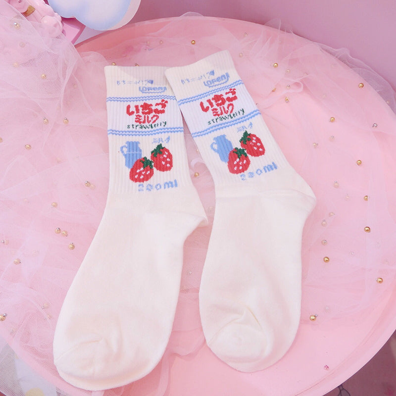 Pastel Strawberry Fruit Socks