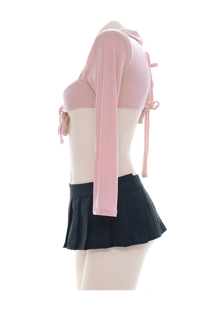 Japanese Anime School Girl-Pink Bowknot
