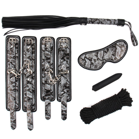 Schwarzes schlangenartiges BDSM-Ausrüstungsset – 6-teilig 