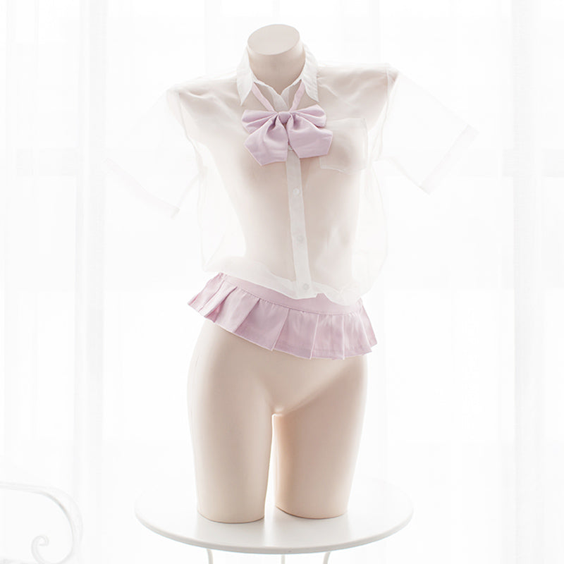 Pink Sexy Anime Sailor Bow Japanese School Girl Kawaii Outfit Lingerie