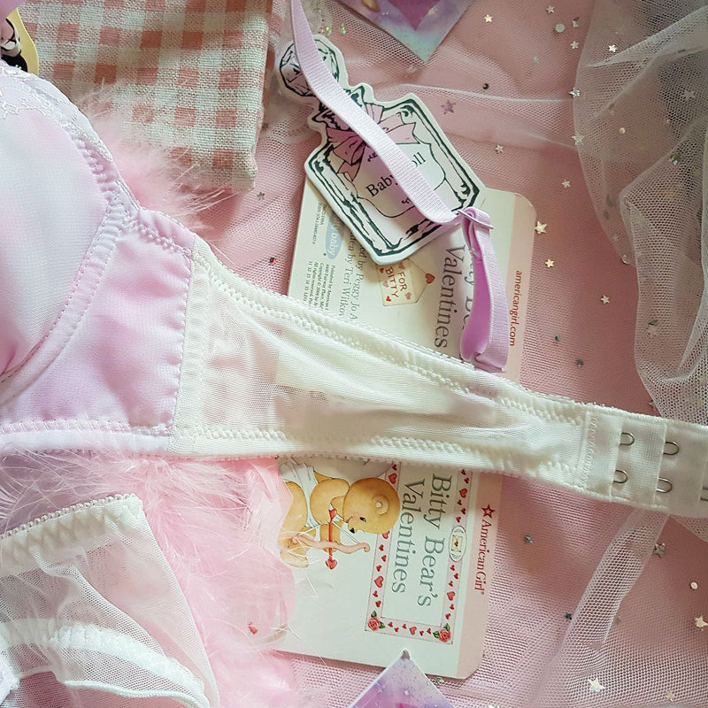 Sofyee Love Tumblr Aesthetic Japanese Lace Girly Dot Flower Sweetie Heart Bra Set