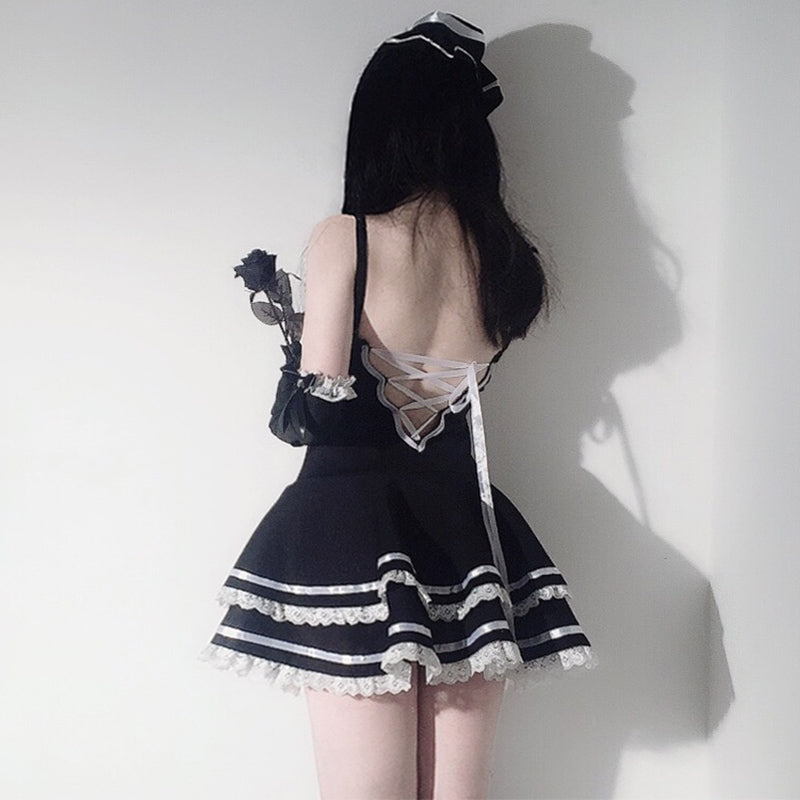 Jeu d'anime japonais Kawaii Lolita Gothic Maid Lingerie - Noeud 