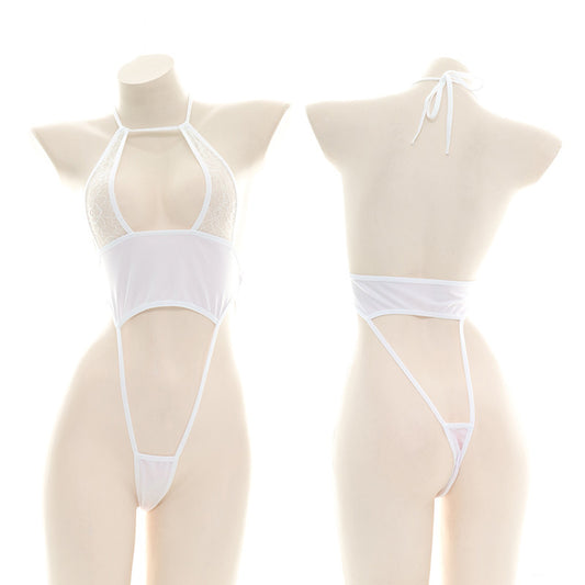 Sofyee Sexy Mesh Dos Ouvert Moulant Une-Pièce 