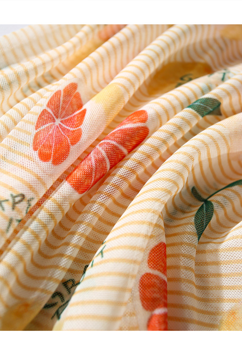 Kawaii Japanese bottoming t-shirt pinstripe high stretch mesh printing long sleeves