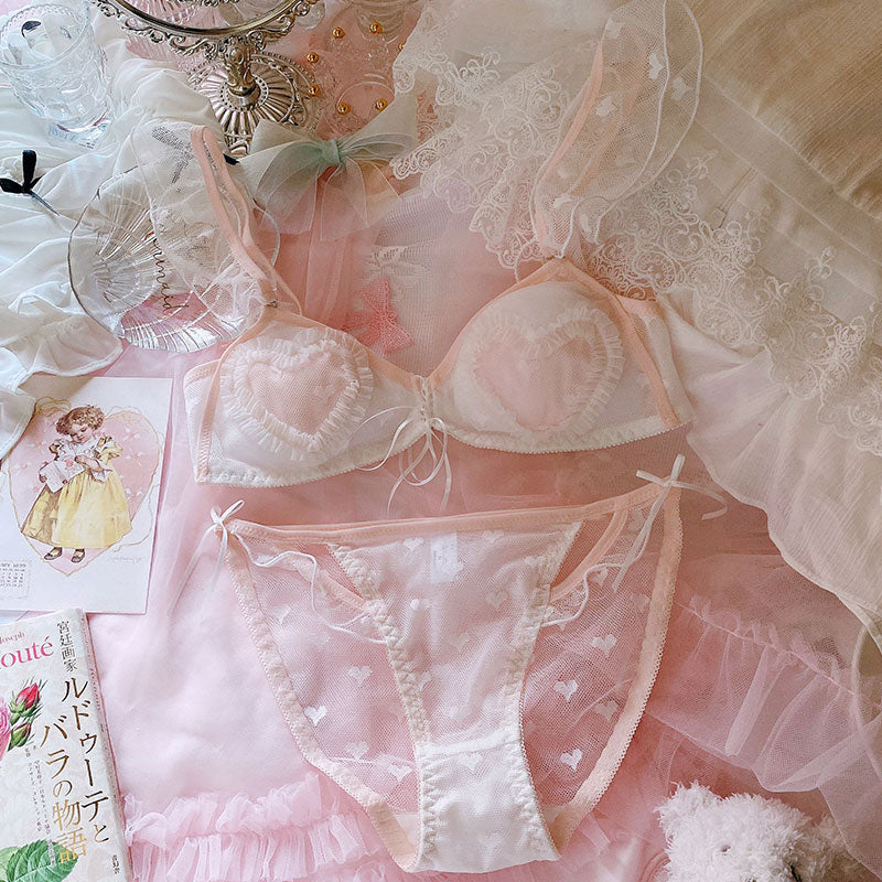 Sofyee Japanese Sweet And Sexy Love Mesh Lace No Steel Ring Triangle C Sofyee Japanese Sweet And Sexy Love Mesh Lace No Steel Ring Triangle C