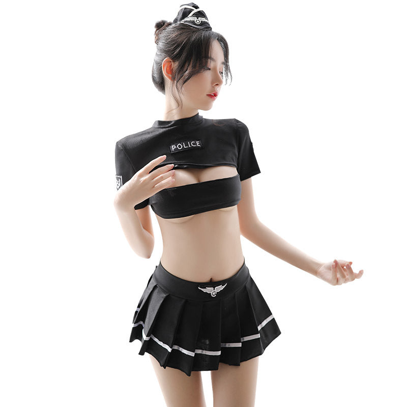 Jeu d'anime japonais Kawaii Lolita ensemble de lingerie de police gothique 
