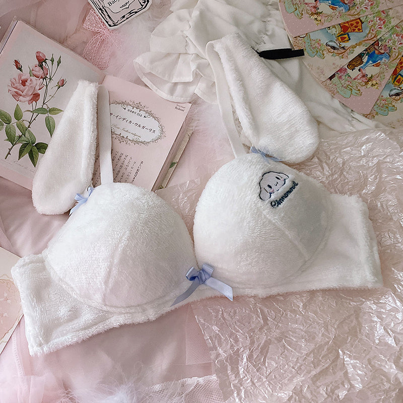Japanese Cute Girl Melody Big Ear Cinnamon Dog Embroidered Non-Wire Bra
