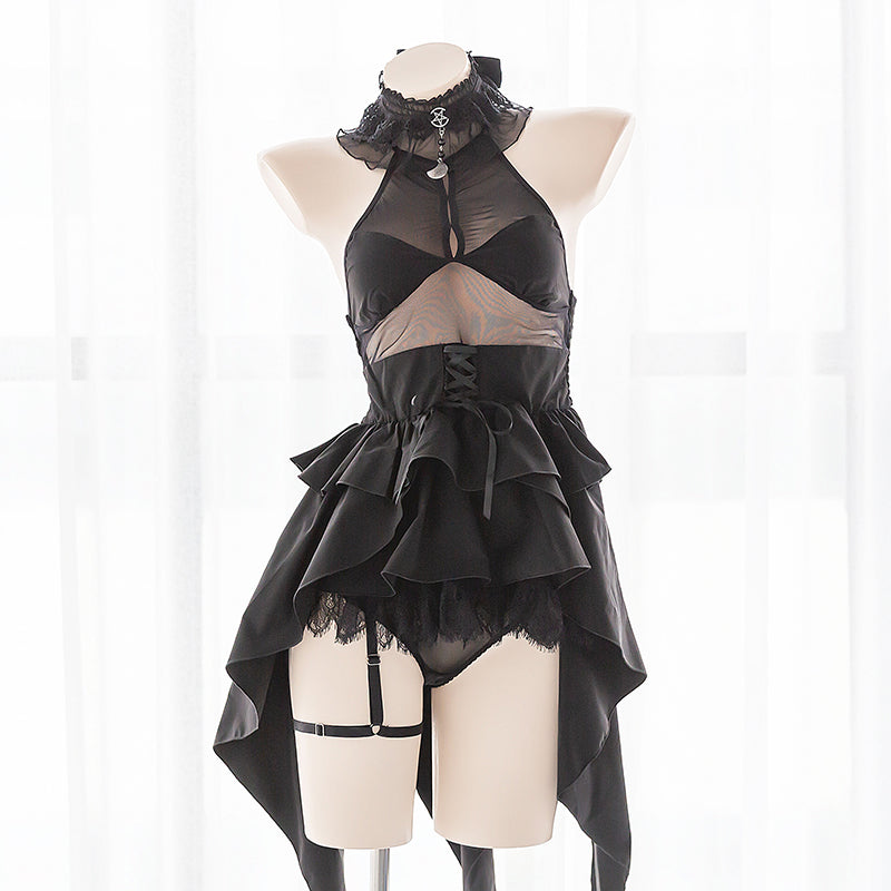 Black Tuxedo Tutu Skirt Short Dress Set