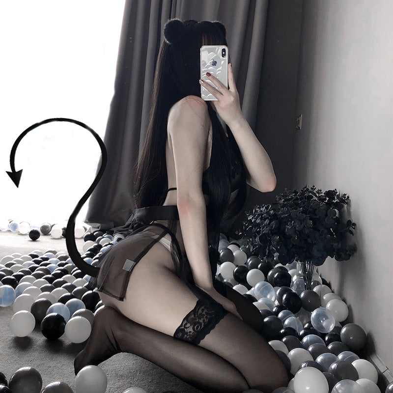Lingerie de femme de chambre gothique Kawaii Lolita - Cat Queen 