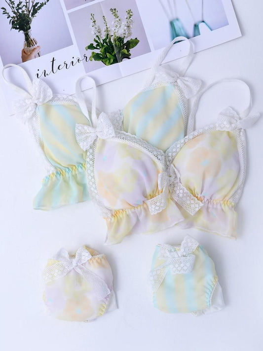 Sofyee Kawaii Japanese Harajuku Pastel Ruffle Bralette Set