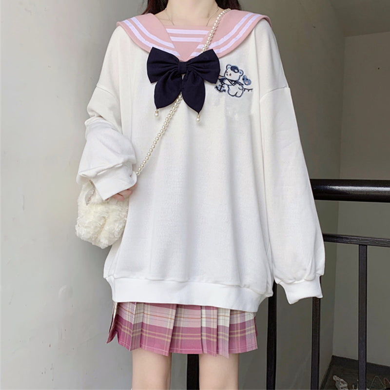 Japanese college style sweet navy student long sleeve