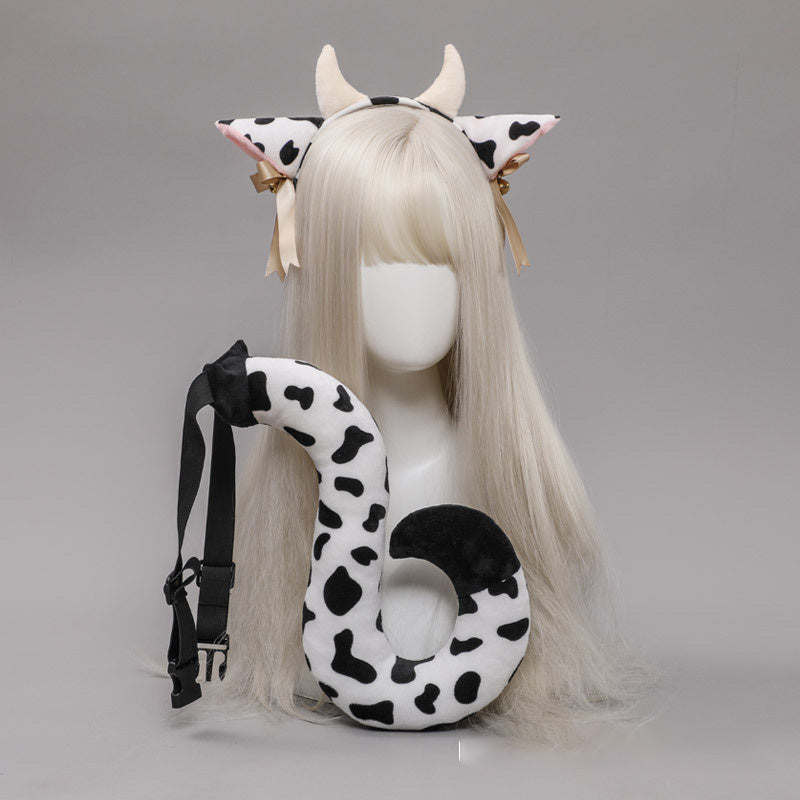 Anime Sexy Kawaii Cow Girl Headband Tail Set
