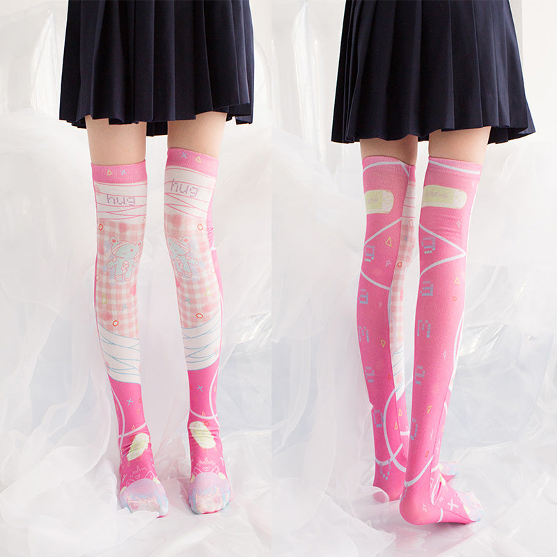 Kniehohe lange Socken mit Katzenhase Neko
