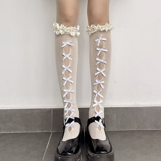 Lolita-Socken mit Schleife bis zum Knie